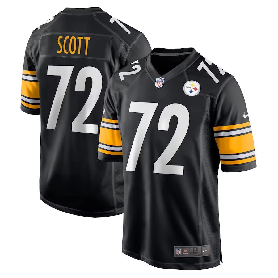 Men Pittsburgh Steelers #72 Trent Scott Nike Black Game Player NFL Jersey